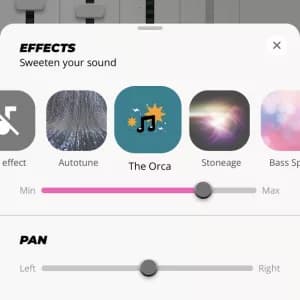 Effects 

Next, choose from the range of effects, to get the sound you want.