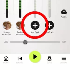 Record Additional Tracks to create a song on Djaminn 

You can record another track alongside the first one by pressing on another plus. Now you are layering your sounds, and creating a song!