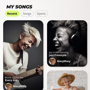Processing 

First, we save your work to the cloud, so it is available wherever you go. Next, this can take up to a minute. Finally, when it is done, you will see your song on the timeline and in your profile.